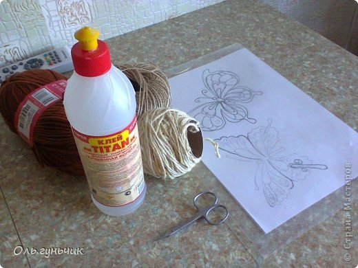 How-to-Make-красивая Филигрань-Бабочка-с-Пряжа-1