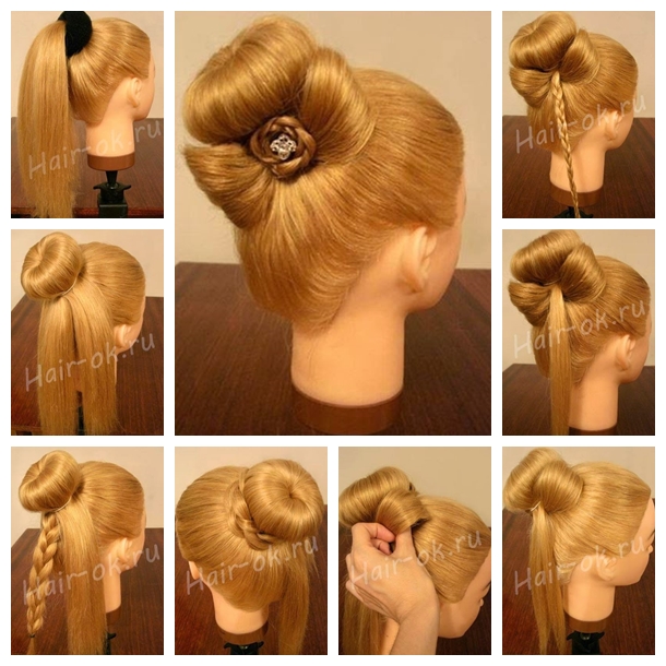 Hair Buns With Braids Step By Step Braided rose bow hairstyle f