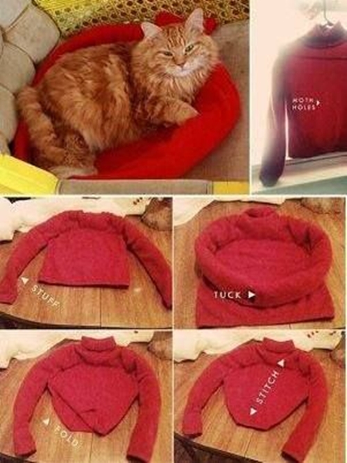 Wonderful DIY Cat Tent/Bed From Old Shirt