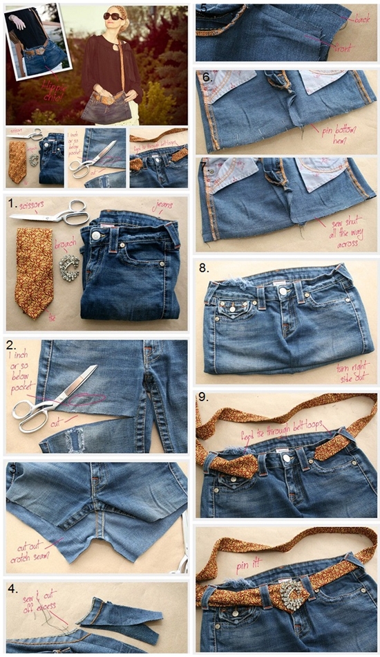 Wonderful DIY Crossbody Bag From Old Jeans