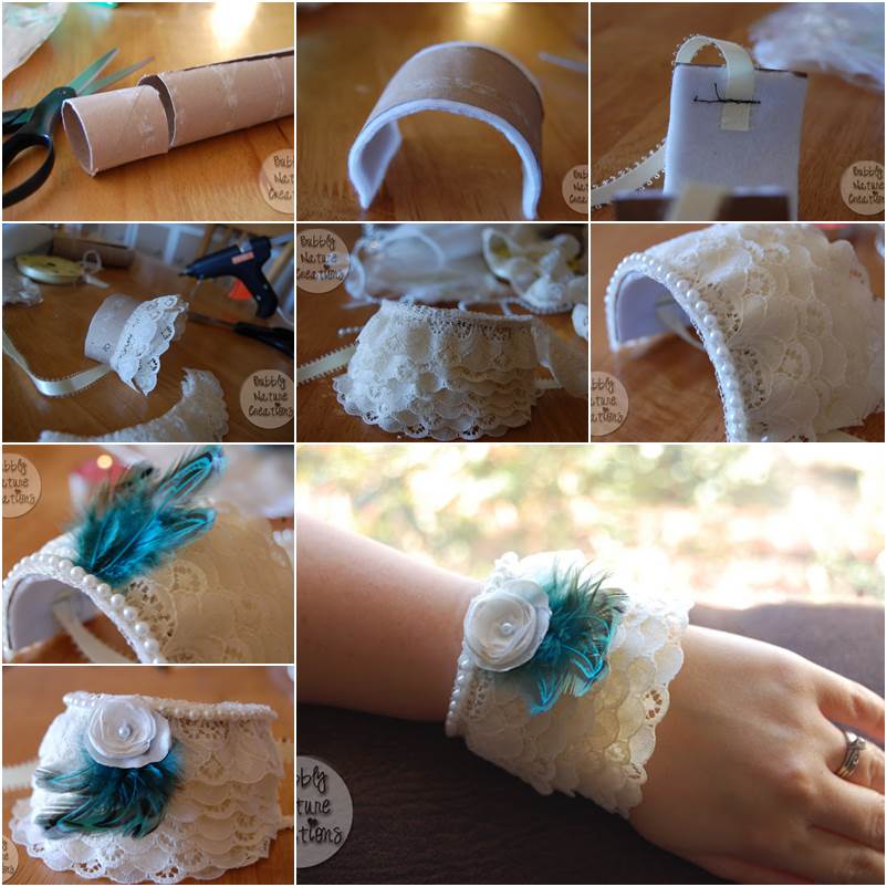 How to diy lace cuff bracelet from toilet paper roll