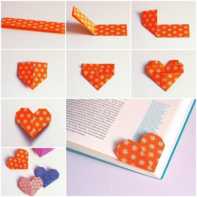 Wonderful DIY Unique Origami Heart Bookmark