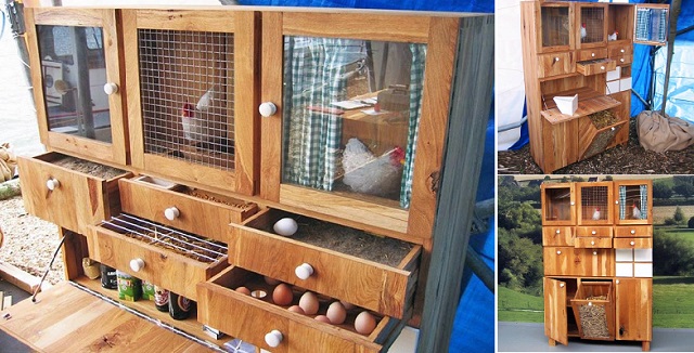 Turn an old cabinet into a chicken coop — Tutorial here