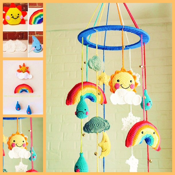 Wonderful DIY Crochet Baby Rainy day Mobile